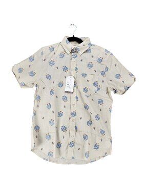 Ben Sherman Shirt Mens Small Yellow Floral Print Short Sleeve Button Up *NWT*